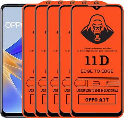 Laxdom Edge To Edge Tempered Glass for OPPO A17(Pack of 5)