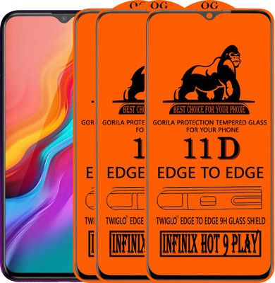 TWIGLO Edge To Edge Tempered Glass for INFINIX HOT 9 PLAY(Pack of 3)