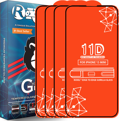 Roxel Edge To Edge Tempered Glass for Iphone 13 Mini(Pack of 4)