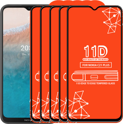 Roxel Edge To Edge Tempered Glass for Nokia C21 Plus(Pack of 5)