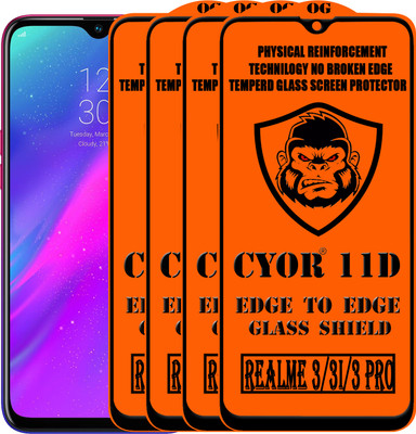 CYOR Edge To Edge Tempered Glass for Realme 3(Pack of 4)