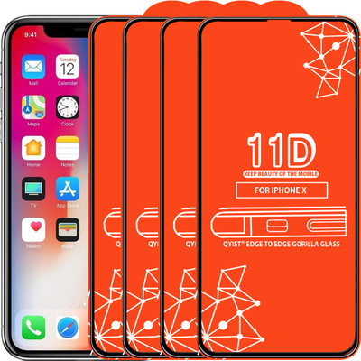 Qyist Edge To Edge Tempered Glass for Apple iPhone X(Pack of 4)