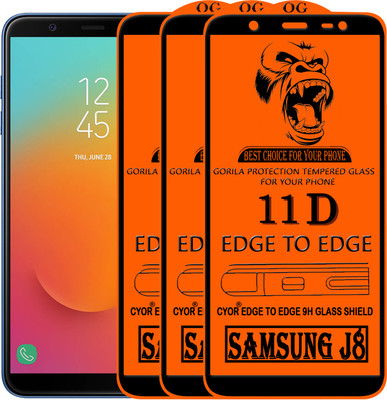 CYOR Edge To Edge Tempered Glass for Samsung Galaxy J8(Pack of 3)