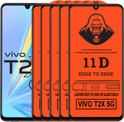 Laxdom Edge To Edge Tempered Glass for VIVO T2X 5G(Pack of 5)