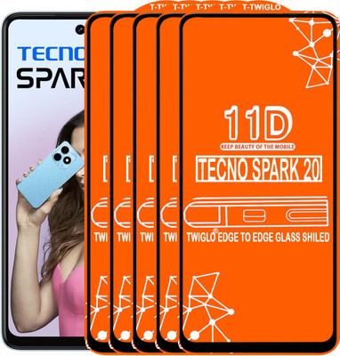 TWIGLO Edge To Edge Tempered Glass for TECNO SPARK 20(Pack of 5)
