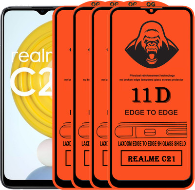 Laxdom Edge To Edge Tempered Glass for REALME C21(Pack of 4)