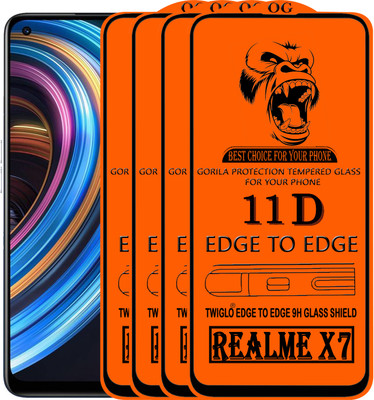 TWIGLO Edge To Edge Tempered Glass for REALME X7(Pack of 4)