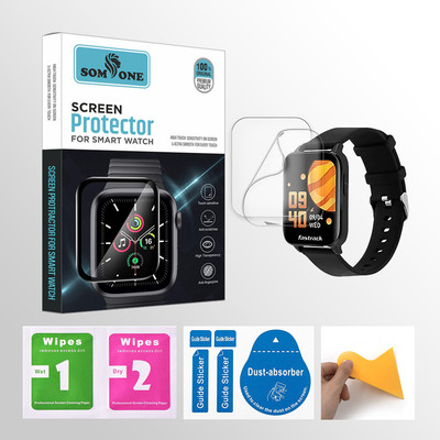 SOMTONE Edge To Edge Tempered Glass for fastrack REFLEX CURV 1.69 inch Smartwatch 2 PROTECTOR + 2 WIPES + 2 DUST REMOVAL STICKER + 1 WIPER(Pack of 2)