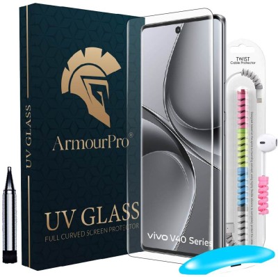 ArmourPro Edge To Edge Tempered Glass for Vivo V40 Pro 5G, Vivo V40 Pro, Vivo V40 5G, Vivo V40, UV Glue Tempered Glass with Cable Protector(Pack of 1)