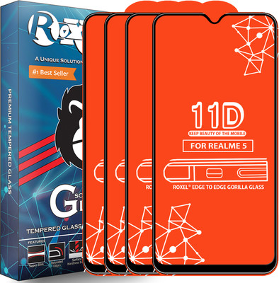 Roxel Edge To Edge Tempered Glass for Realme 5(Pack of 4)