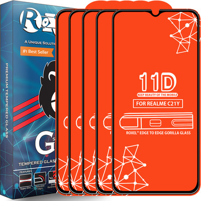 Roxel Edge To Edge Tempered Glass for Realme C21Y(Pack of 5)