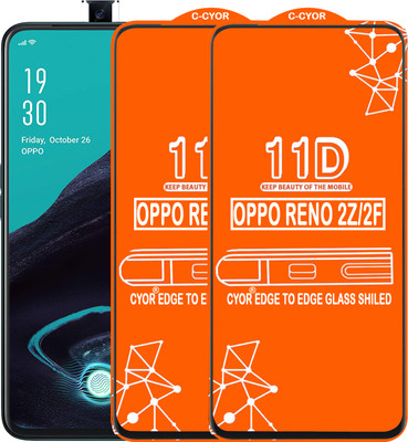 CYOR Edge To Edge Tempered Glass for Oppo Reno2 F(Pack of 2)