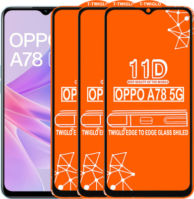 TWIGLO Edge To Edge Tempered Glass for OPPO A78 5G(Pack of 3)