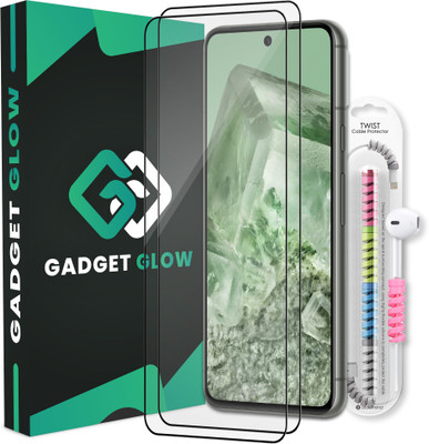 Gadget Glow Edge To Edge Tempered Glass for Google Pixel 8 5G, Google Pixel 8, Pixel 8 5G, Screen Guard 2 Pices Tempered Glass with Cable Protector(Pack of 2)