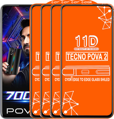 CYOR Edge To Edge Tempered Glass for TECNO POVA 2(Pack of 4)