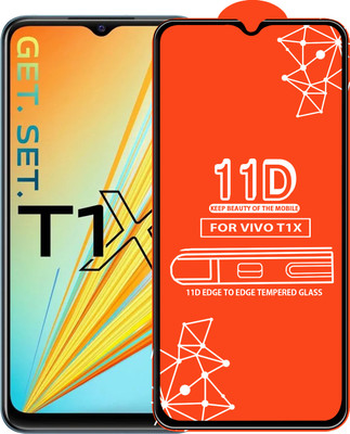 Qyist Edge To Edge Tempered Glass for Vivo T1X(Pack of 1)