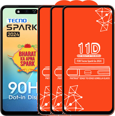 PikTrue Edge To Edge Tempered Glass for Tecno Spark Go 2024(Pack of 3)