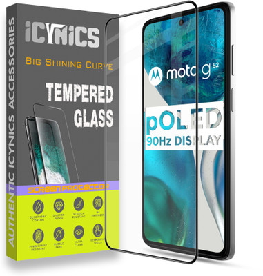 ICYNICS Edge To Edge Tempered Glass for Motorola G52, Anti-Fingerprint, Waterproof, Oil-resistant, Bubble-Free, Anti-Static with Full Screen Coverage & Easy Installation(Pack of 1)