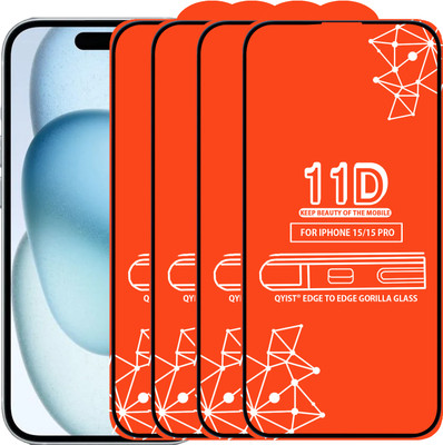 Qyist Edge To Edge Tempered Glass for Iphone 15 Pro(Pack of 4)