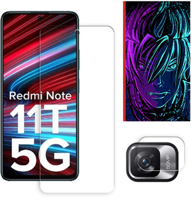 ARBAN Edge To Edge Tempered Glass for Xiaomi Redmi Note 11T 5G Tempered Glass Screen Protector | Anti-Scratch | Edge to Edge Full Coverage | 9H Hardness (1 FRONT SCREEN GUARD + 1 CAMERA LENS PROTECTOR + 1 FREE BACK EMBOSSED SKIN002)(Pack of 1)