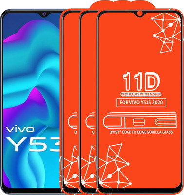 Qyist Edge To Edge Tempered Glass for Vivo Y53S 2020(Pack of 3)