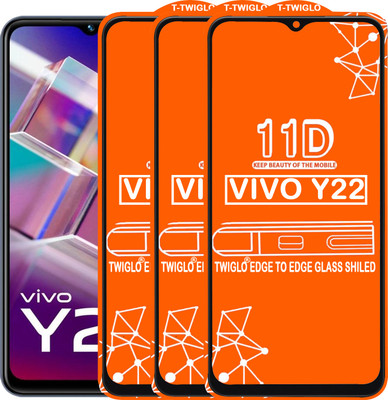 TWIGLO Edge To Edge Tempered Glass for VIVO Y22(Pack of 3)