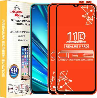 Laxdom Edge To Edge Tempered Glass for REALME 5 PRO(Pack of 2)