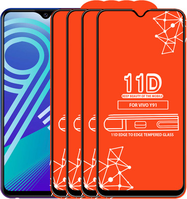 Roxel Edge To Edge Tempered Glass for Vivo Y91(Pack of 4)