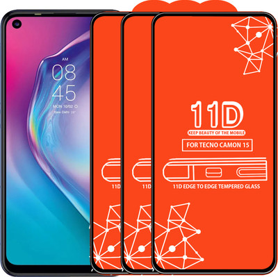 Qyist Edge To Edge Tempered Glass for Tecno Camon 15(Pack of 3)