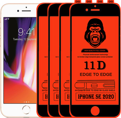 Laxdom Edge To Edge Tempered Glass for APPLE IPHONE SE 2020(Pack of 4)