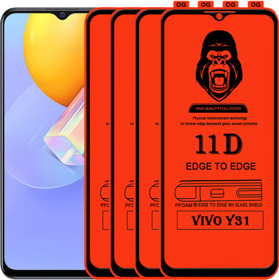 Laxdom Edge To Edge Tempered Glass for VIVO Y31(Pack of 4)