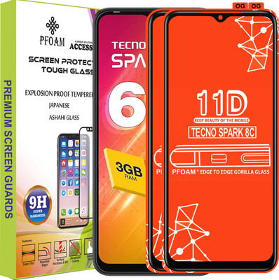 PFOAM Edge To Edge Tempered Glass for TECNO SPARK 8C(Pack of 2)