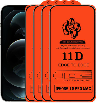 1DOLLAR Edge To Edge Tempered Glass for IPhone 12 Pro Max(Quality-11D-Pack of 4)(Pack of 4)
