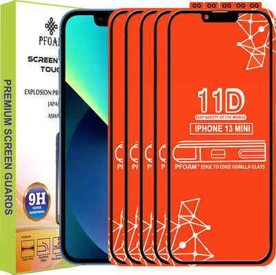 PFOAM Edge To Edge Tempered Glass for APPLE IPHONE 13 MINI(Pack of 5)