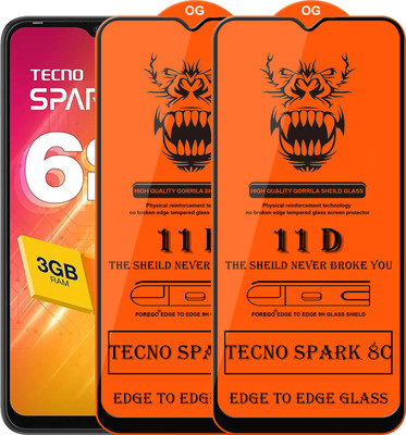 Forego Edge To Edge Tempered Glass for Tecno Spark 8C(Pack of 2)