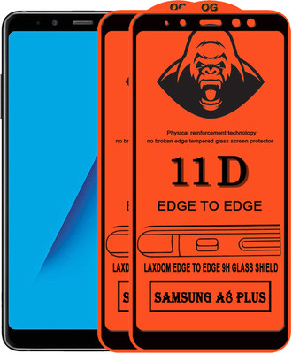 Laxdom Edge To Edge Tempered Glass for SAMSUNG GALAXY A8 PLUS(Pack of 2)