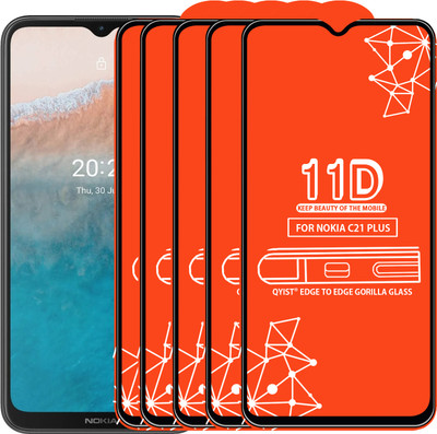 Qyist Edge To Edge Tempered Glass for NOKIA C21 PLUS(Pack of 5)