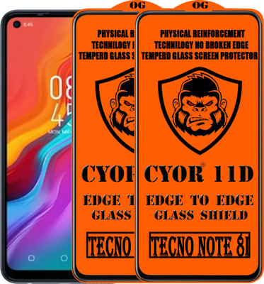 CYOR Edge To Edge Tempered Glass for TECNO NOTE 8I(Pack of 2)