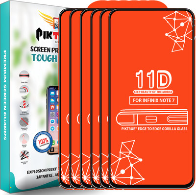 PikTrue Edge To Edge Tempered Glass for Infinix Note 7(Pack of 6)