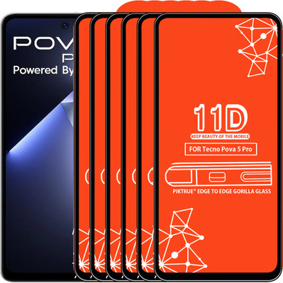 PikTrue Edge To Edge Tempered Glass for Tecno Pova 5 Pro(Pack of 6)