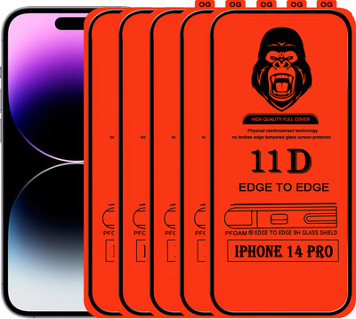 Laxdom Edge To Edge Tempered Glass for APPLE IPHONE 14 PRO(Pack of 5)