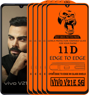 CYOR Edge To Edge Tempered Glass for VIVO V21E 5G(Pack of 5)