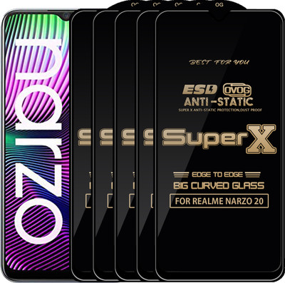 Roxel Edge To Edge Tempered Glass for REALME NARZO 20(Pack of 5)