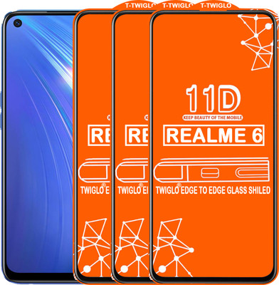 TWIGLO Edge To Edge Tempered Glass for REALME 6(Pack of 3)