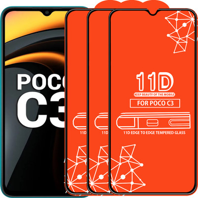 Roxel Edge To Edge Tempered Glass for Poco C3(Pack of 3)