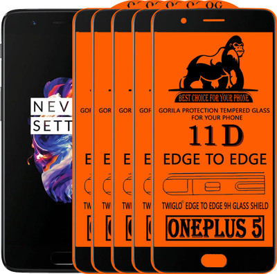 TWIGLO Edge To Edge Tempered Glass for OnePlus 5(Pack of 5)
