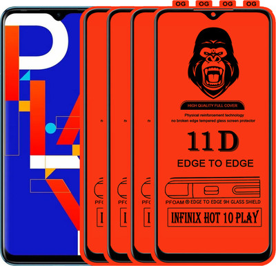 Laxdom Edge To Edge Tempered Glass for INFINIX HOT 10 PLAY(Pack of 4)