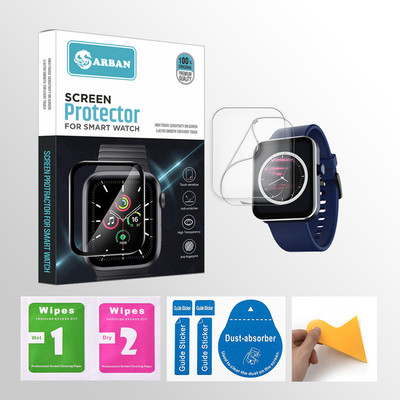 ARBAN Edge To Edge Tempered Glass for boAt Wave Flex Connect 1.83 inch Smartwatch 2 PROTECTOR + 2 WIPES + 2 DUST REMOVAL STICKER + 1 WIPER(Pack of 2)
