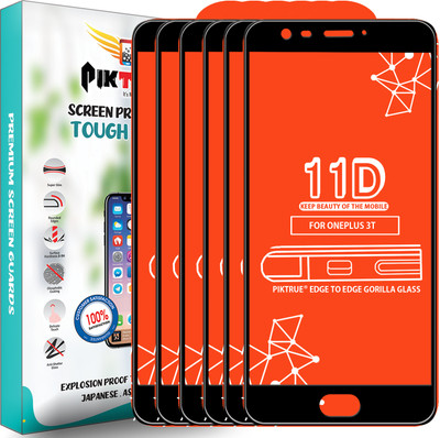 PikTrue Edge To Edge Tempered Glass for OnePlus 3T(Pack of 6)