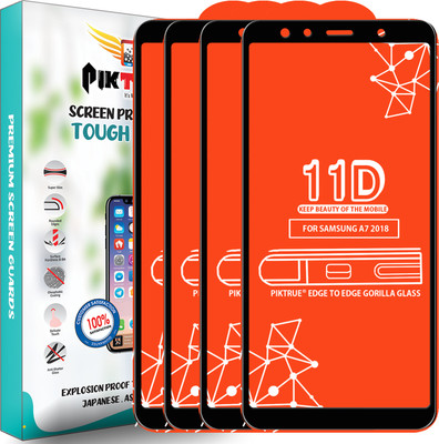 PikTrue Edge To Edge Tempered Glass for Samsung Galaxy A7 2018 Edition(Pack of 4)